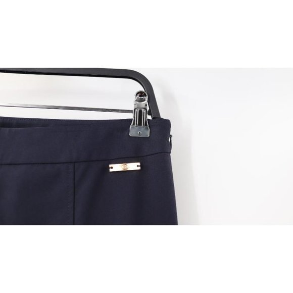 Tory burch pants women's 2 Caliie skinny ankle cotton blend blue gold logo - Picture 5 of 14